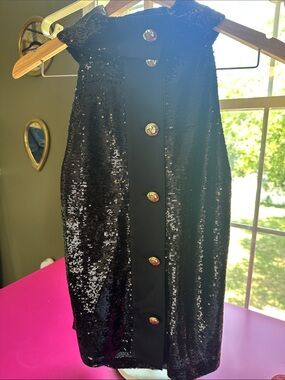 Sail To Sable Black Sequin Sleeveless Cowl Neck Top
